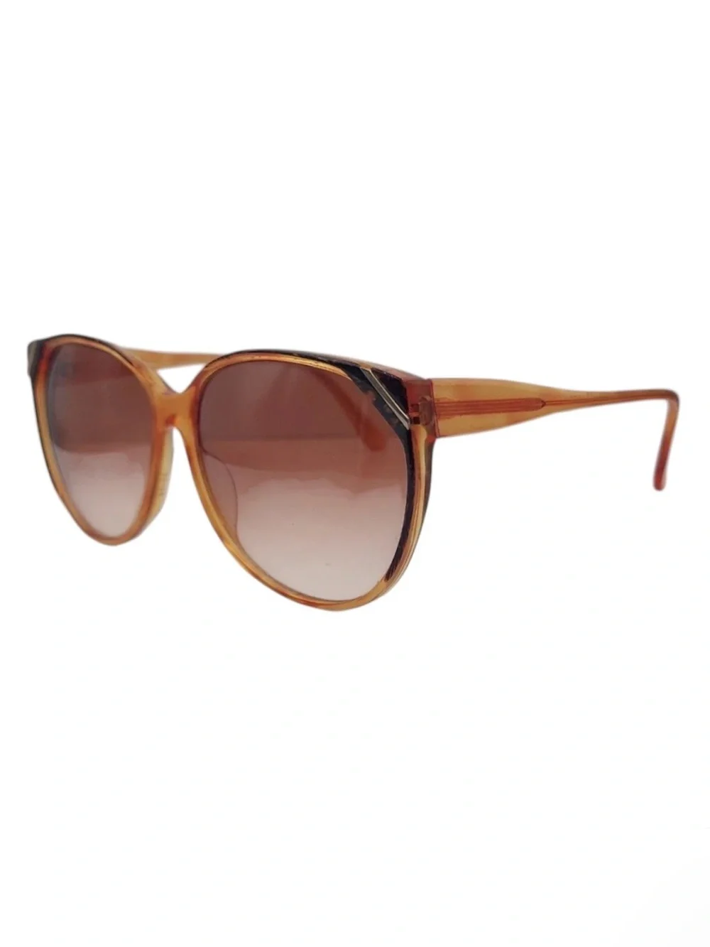 Vintage Oversized Sunglasses in Brown.  Oval Shaped Slight Cateye, by Sebastiano